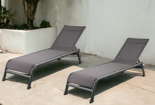 Set of Two 23" Taupe Metal Outdoor Chaise Lounge - Homeroots