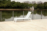 Set of Two 23" White and Chrome Indoor Outdoor Chaise Lounge - Homeroots - Flyclothing LLC