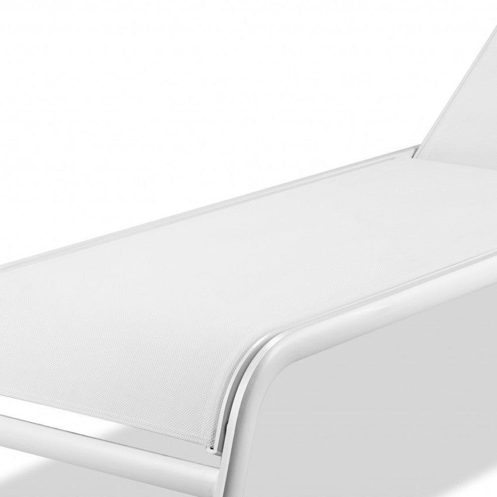 Set of Two 23" White and Chrome Indoor Outdoor Chaise Lounge - Homeroots