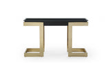 52" Black and Gold Glass Pedestal Console Table - Homeroots