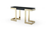 52" Black and Gold Glass Pedestal Console Table - Homeroots