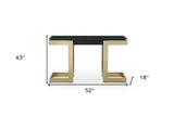 52" Black and Gold Glass Pedestal Console Table - Homeroots - Flyclothing LLC