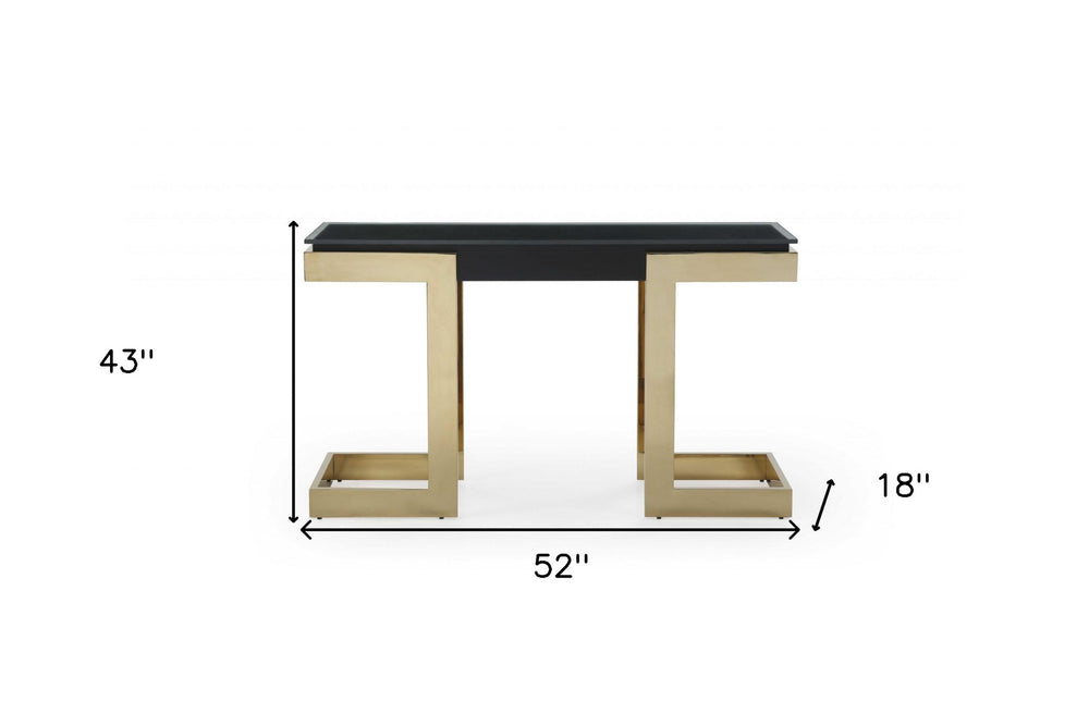 52" Black and Gold Glass Pedestal Console Table - Homeroots - Flyclothing LLC