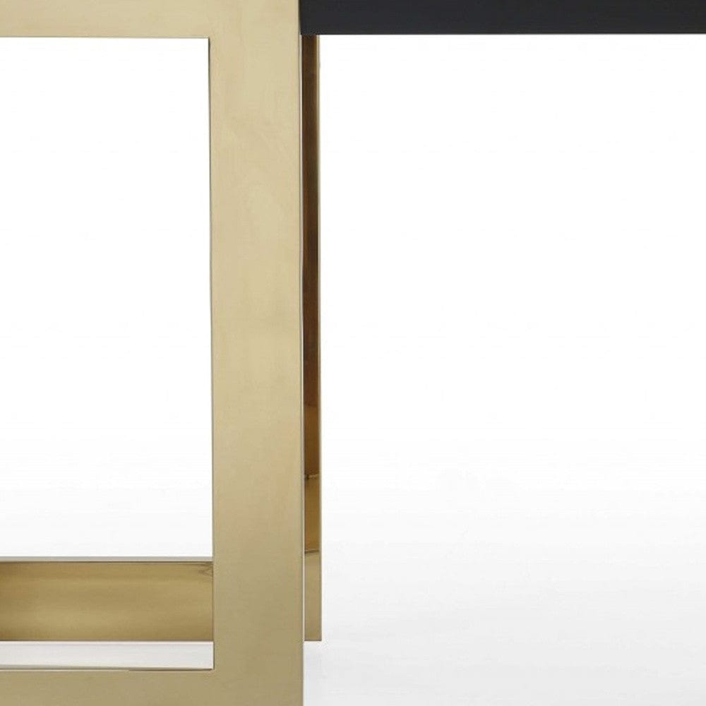 52" Black and Gold Glass Pedestal Console Table - Homeroots - Flyclothing LLC