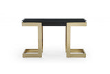 52" Black and Gold Glass Pedestal Console Table - Homeroots - Flyclothing LLC