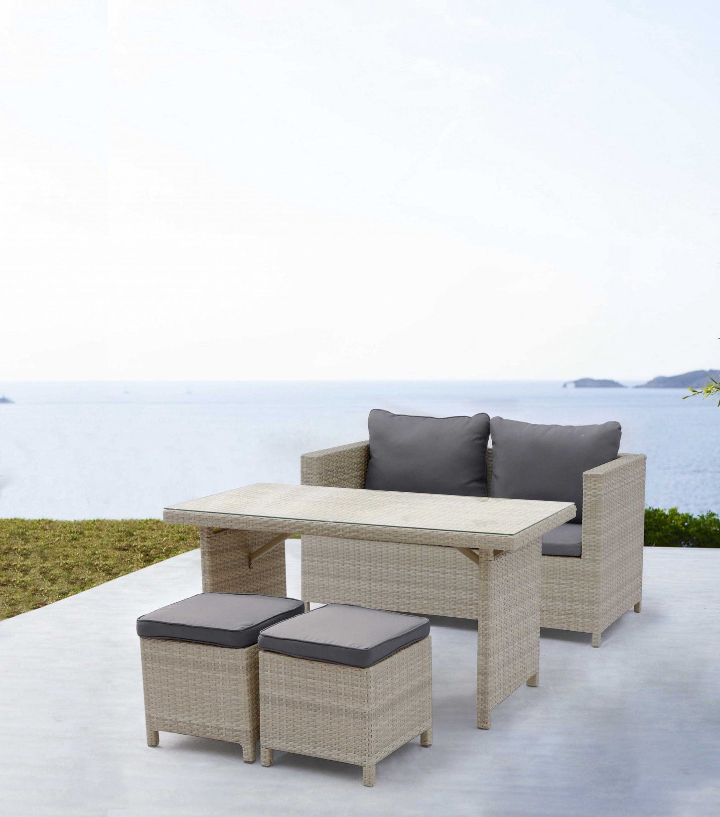 50" Beige Glass And Iron Coffee Table - Homeroots - Flyclothing LLC