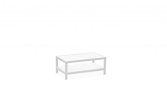 35" White Aluminum Coffee Table With Shelf - Homeroots