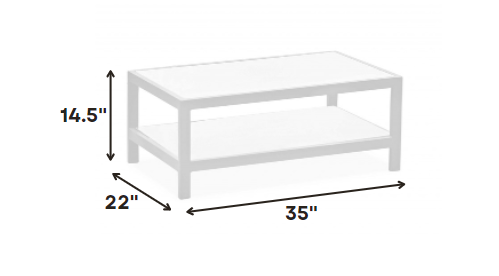 35" White Aluminum Coffee Table With Shelf - Homeroots