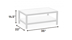 35" White Aluminum Coffee Table With Shelf - Homeroots