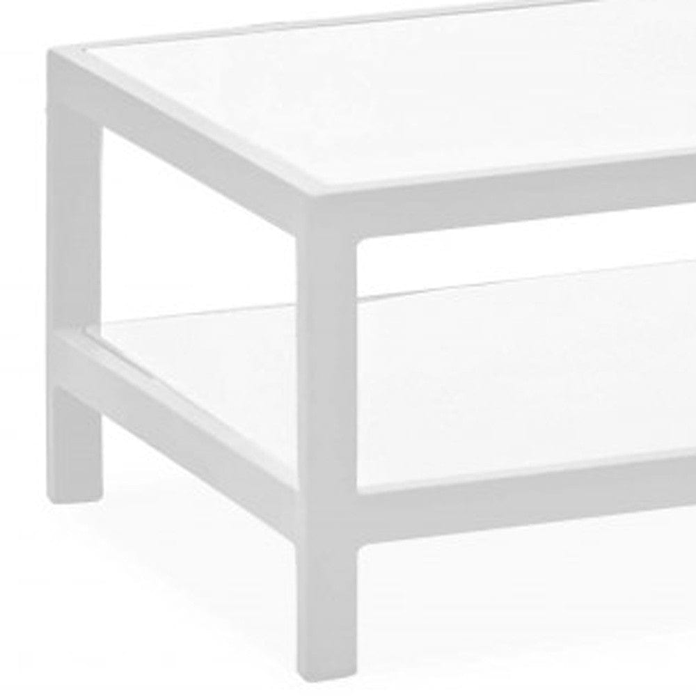 35" White Aluminum Coffee Table With Shelf - Homeroots - Flyclothing LLC