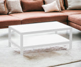 35" White Aluminum Coffee Table With Shelf - Homeroots