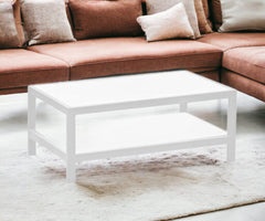 35" White Aluminum Coffee Table With Shelf - Homeroots