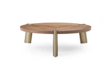 55" Brown And Gold Stainless Steel Round Coffee Table - Homeroots