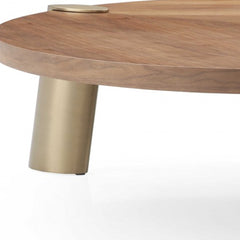 55" Brown And Gold Stainless Steel Round Coffee Table