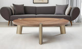 55" Brown And Gold Stainless Steel Round Coffee Table - Homeroots