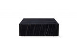 35" Black Genuine Marble And Brass Square Coffee Table - Homeroots - Flyclothing LLC