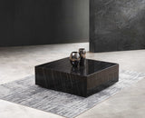 35" Black Genuine Marble And Brass Square Coffee Table - Homeroots - Flyclothing LLC