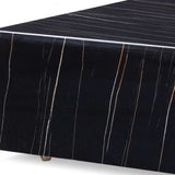 35" Black Genuine Marble And Brass Square Coffee Table - Homeroots - Flyclothing LLC