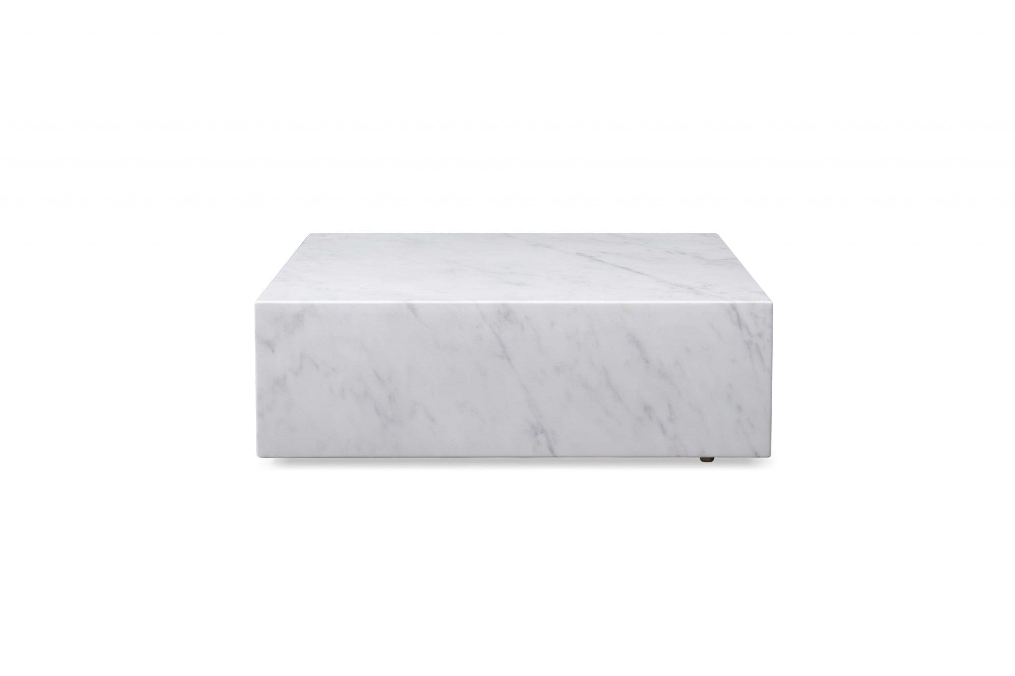 35" White Genuine Marble And Brass Square Coffee Table - Homeroots