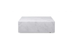 35" White Genuine Marble And Brass Square Coffee Table - Homeroots
