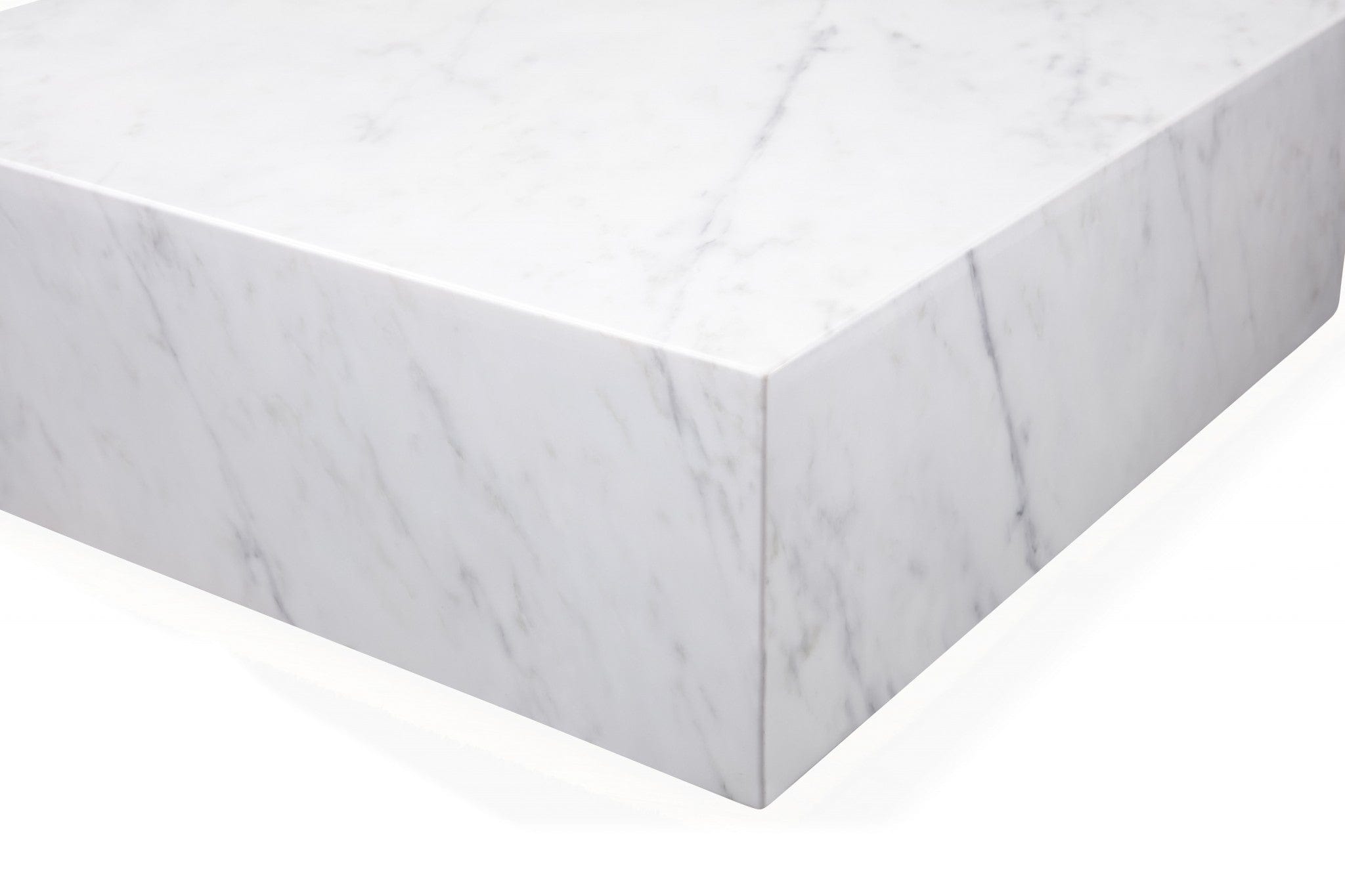 35" White Genuine Marble And Brass Square Coffee Table - Homeroots