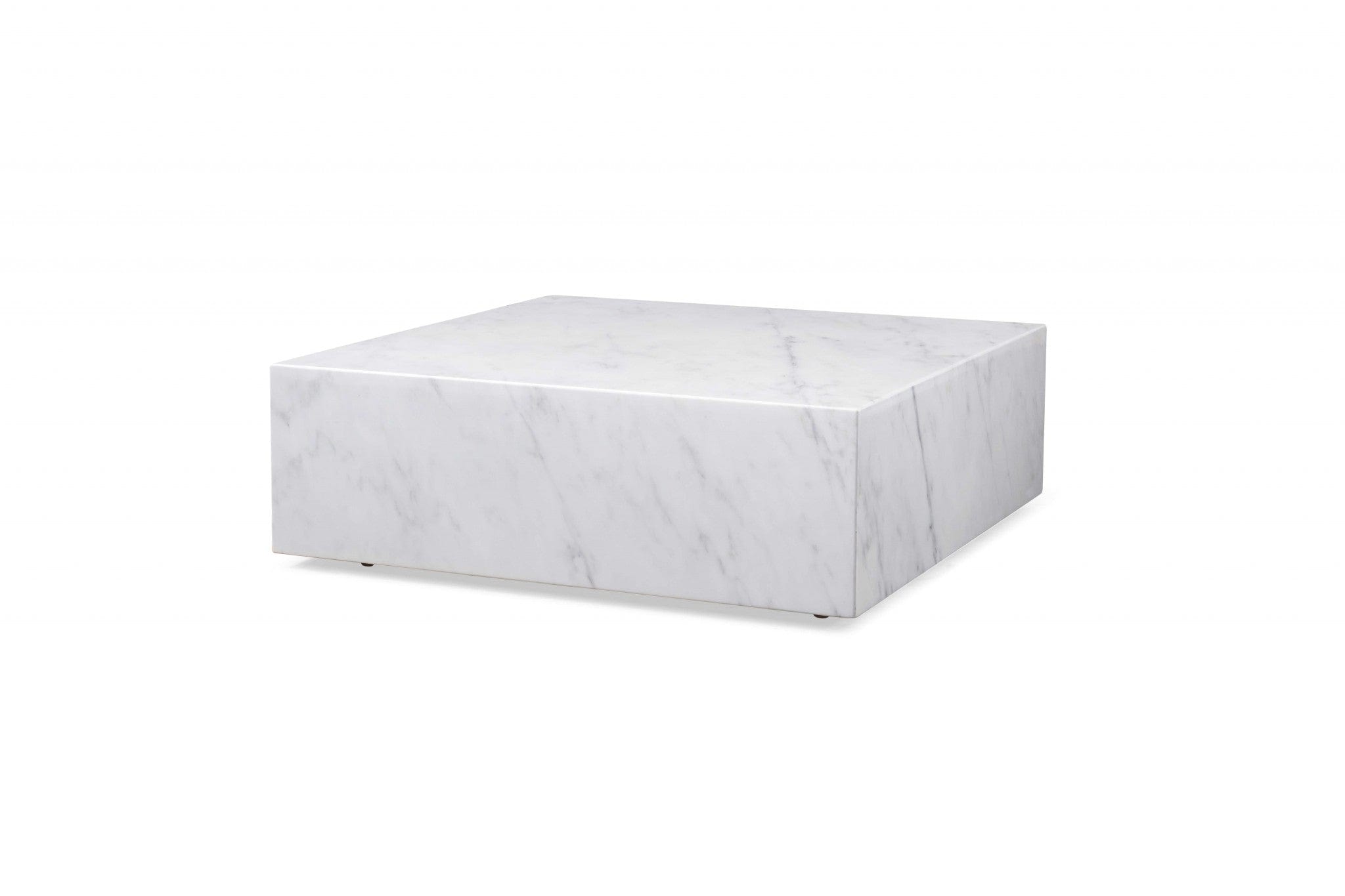 35" White Genuine Marble And Brass Square Coffee Table - Homeroots