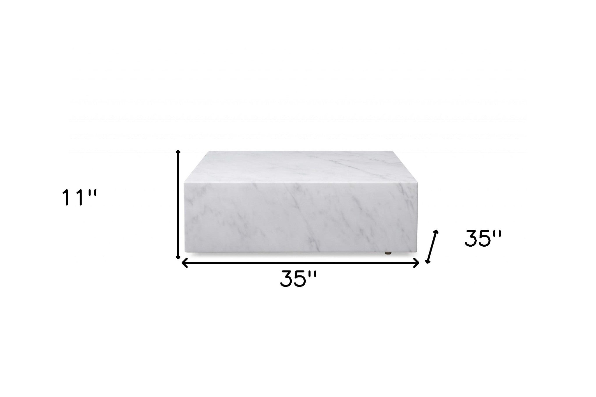 35" White Genuine Marble And Brass Square Coffee Table - Homeroots