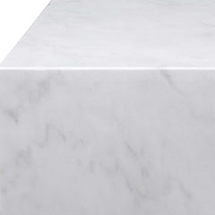 35" White Genuine Marble And Brass Square Coffee Table - Homeroots