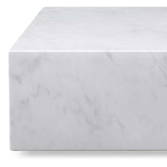 35" White Genuine Marble And Brass Square Coffee Table - Homeroots