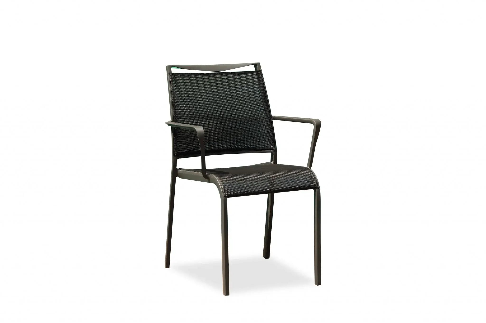 Set Of 4 Gray Stackable Aluminum Sling Arm Chairs - Homeroots - Flyclothing LLC