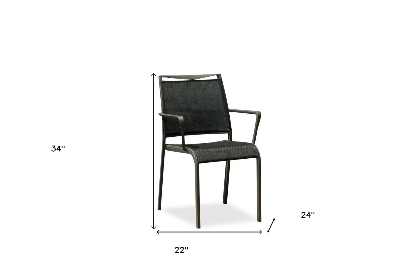 Set Of 4 Gray Stackable Aluminum Sling Arm Chairs - Homeroots - Flyclothing LLC