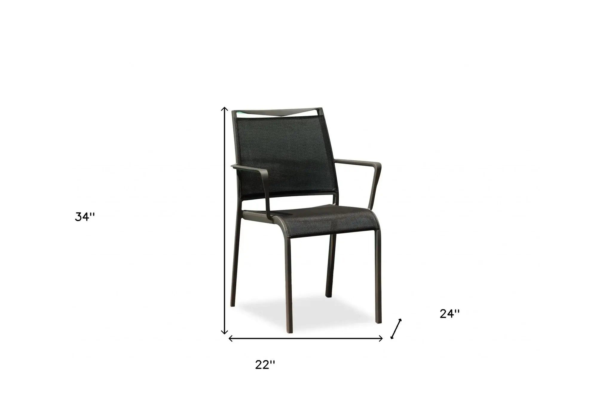 Set Of 4 Gray Stackable Aluminum Sling Arm Chairs - Homeroots - Flyclothing LLC