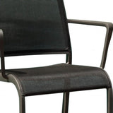 Set Of 4 Gray Stackable Aluminum Sling Arm Chairs - Homeroots