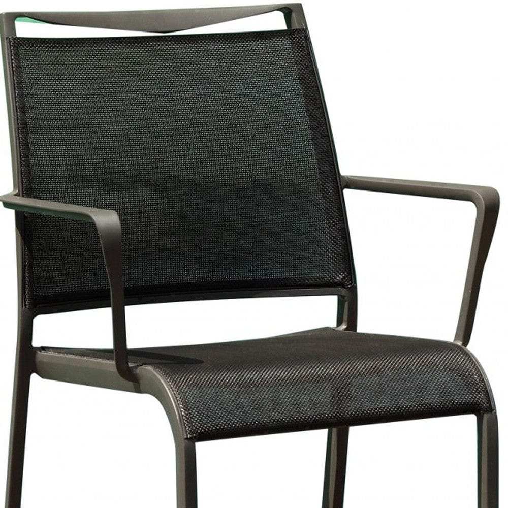 Set Of 4 Gray Stackable Aluminum Sling Arm Chairs - Homeroots - Flyclothing LLC