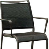 Set Of 4 Gray Stackable Aluminum Sling Arm Chairs - Homeroots - Flyclothing LLC
