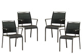 Set Of 4 Gray Stackable Aluminum Sling Arm Chairs - Homeroots