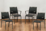 Set Of 4 Gray Stackable Aluminum Sling Arm Chairs - Homeroots