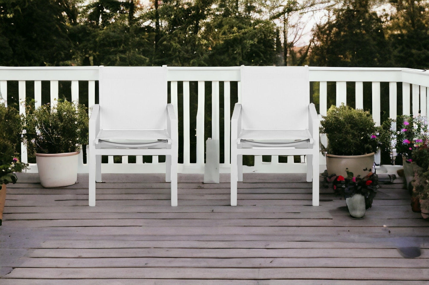 Set of Two 22" White Metal Indoor Outdoor Dining Chair - Homeroots - Flyclothing LLC