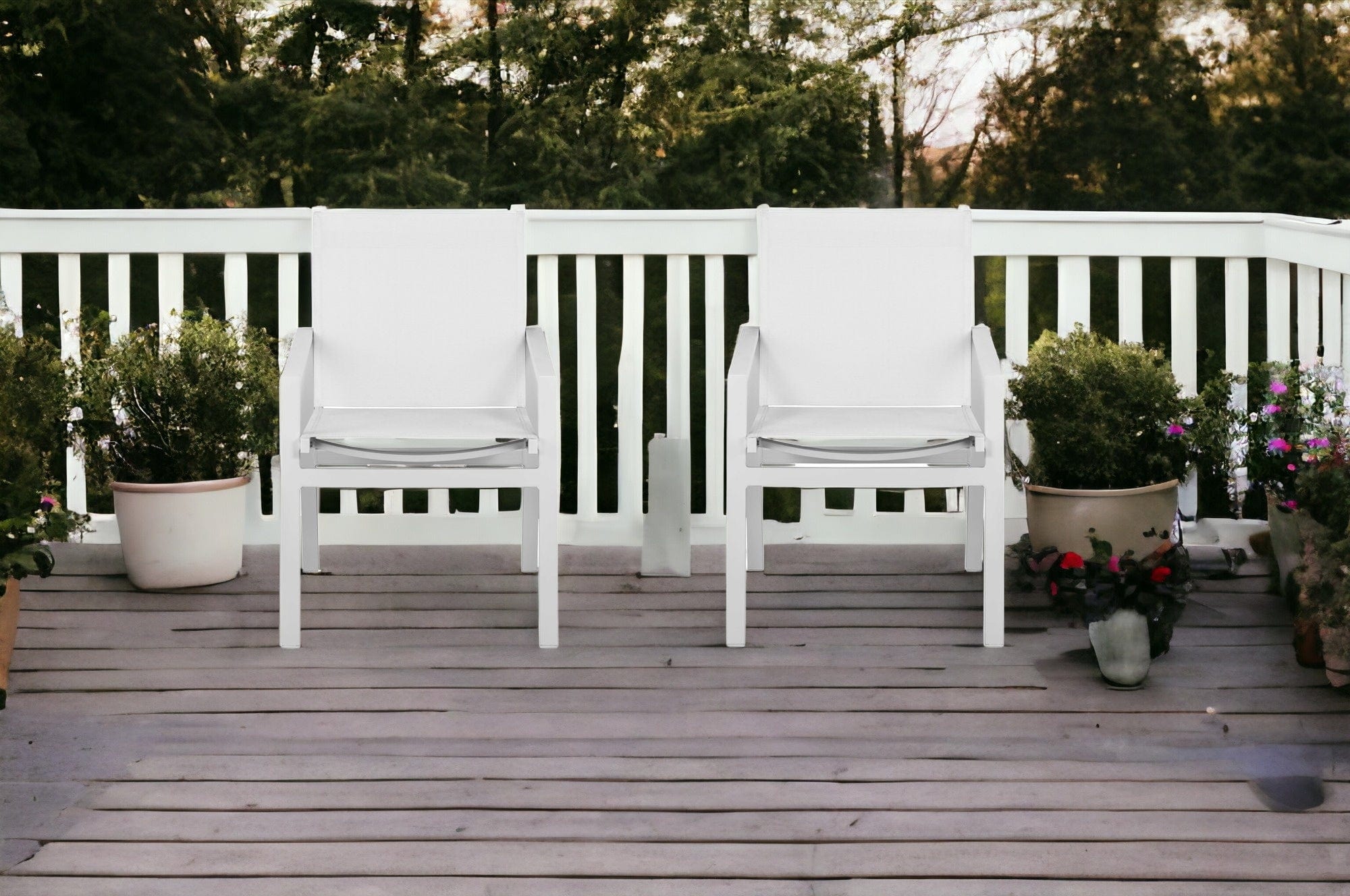 Set of Two 22" White Metal Indoor Outdoor Dining Chair - Homeroots - Flyclothing LLC