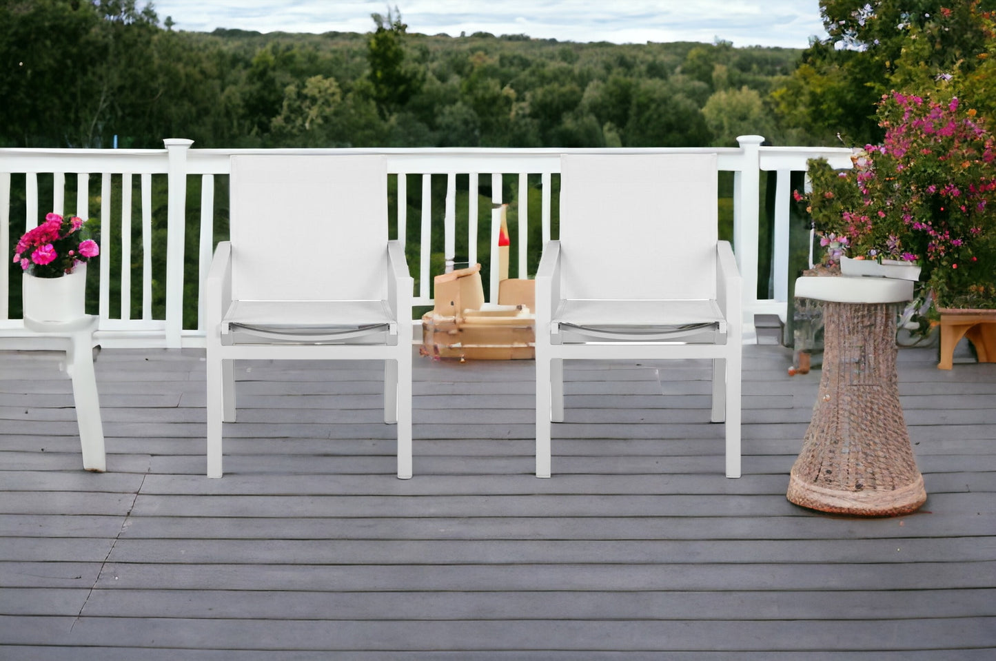 Set of Two 22" White Metal Indoor Outdoor Dining Chair - Homeroots - Flyclothing LLC