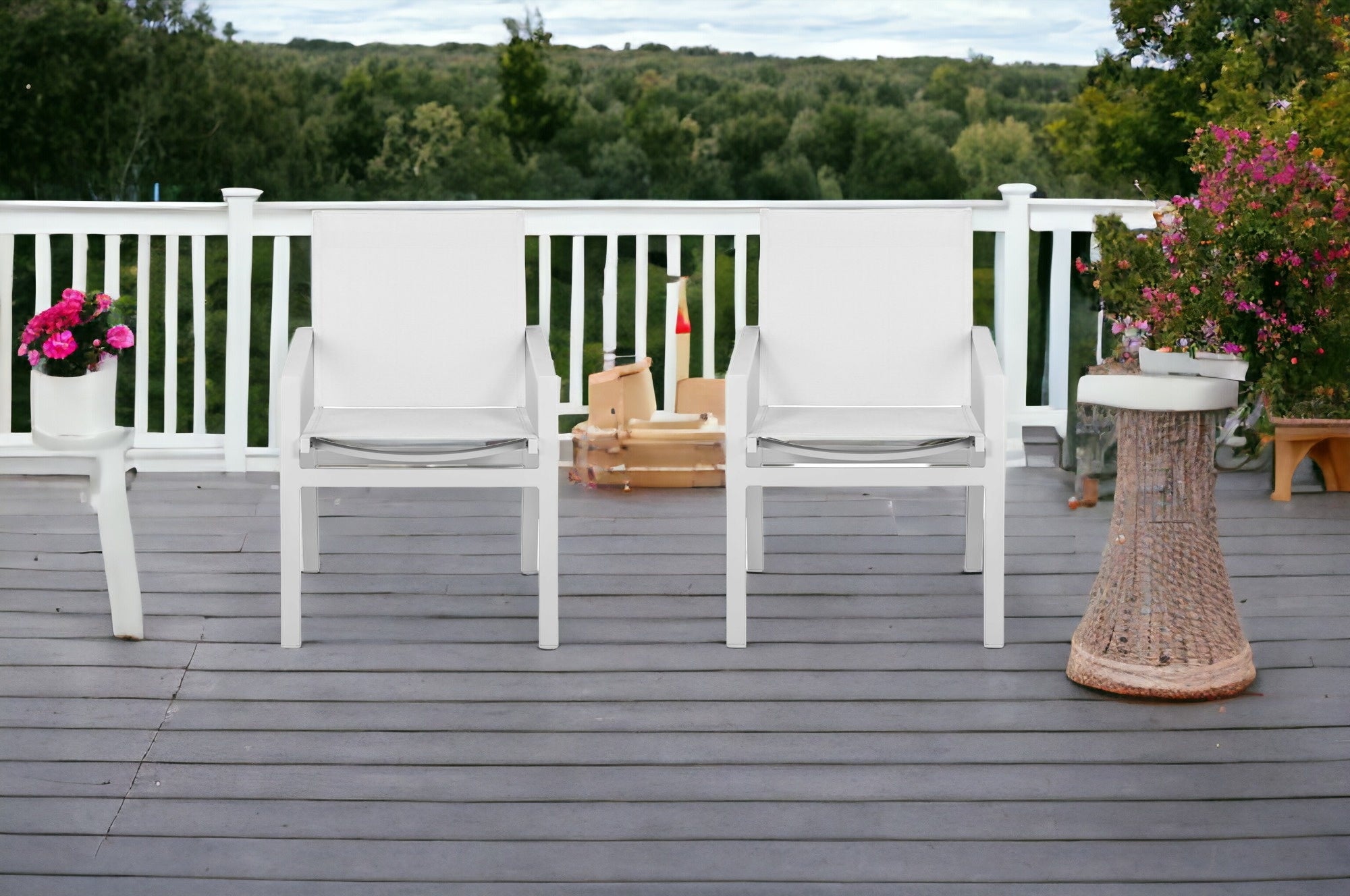 Set of Two 22" White Metal Indoor Outdoor Dining Chair - Homeroots - Flyclothing LLC