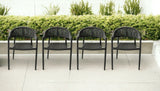 Set of Four 22" Gray Aluminum Outdoor Arm Chair - Homeroots