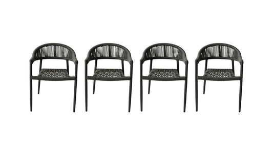Set of Four 22" Gray Aluminum Outdoor Arm Chair - Homeroots
