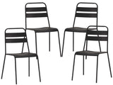 Set Of 4 Gray Stacking Aluminum Armless Chairs - Homeroots