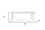 87" White Aluminum Outdoor Dining Table - Homeroots