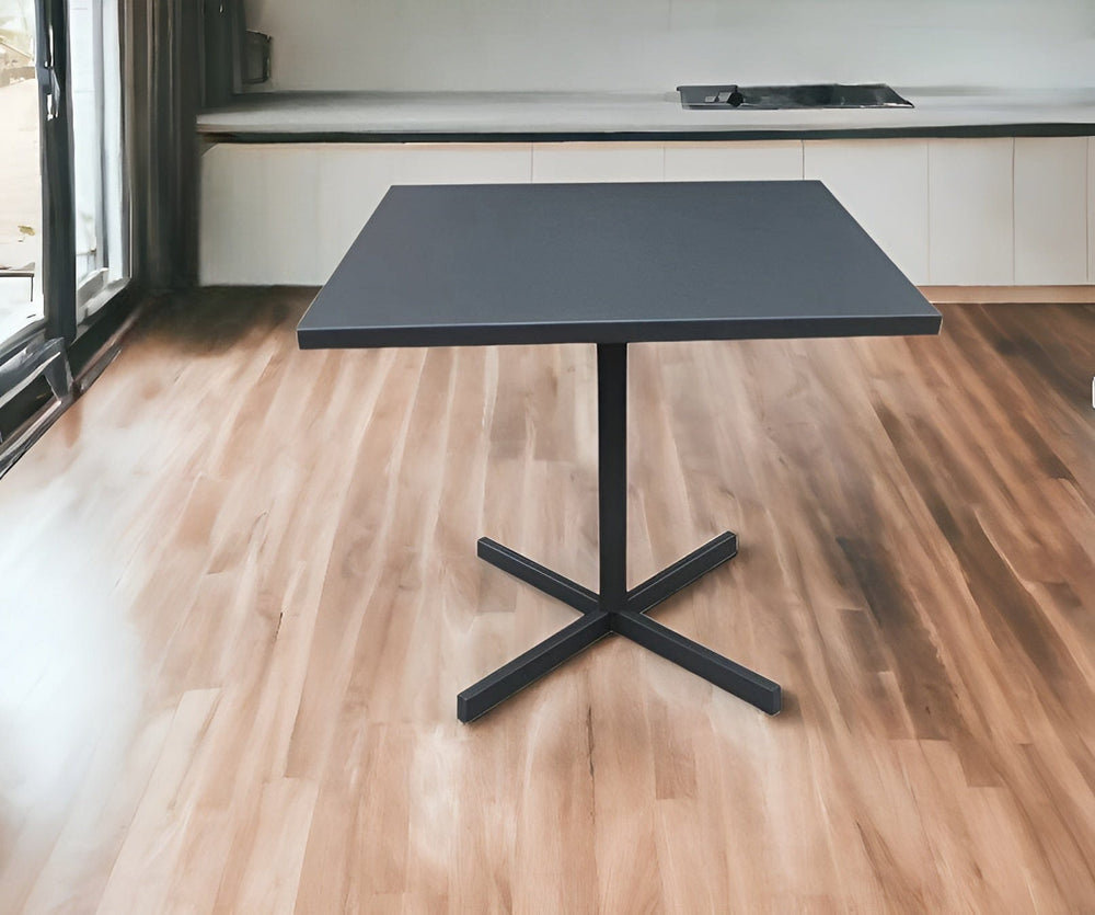 32" Gray Square Aluminum Pedestal Base Dining Table - Homeroots - Flyclothing LLC