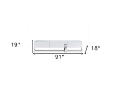 91 X 18 X 19 White Stainless Steel Tv Unit