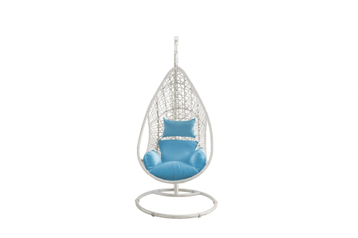 40" Blue and Steel stand finished Metal Outdoor Swing Chair with Blue Cushion - Homeroots - Flyclothing LLC