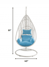 40" Blue and Steel stand finished Metal Outdoor Swing Chair with Blue Cushion - Homeroots - Flyclothing LLC