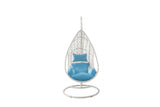 40" Blue and Steel stand finished Metal Outdoor Swing Chair with Blue Cushion - Homeroots - Flyclothing LLC